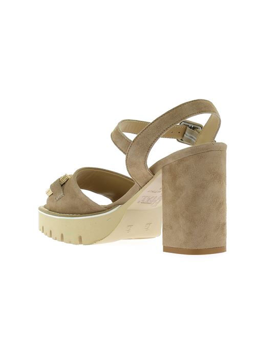 sandalo con tacco da donna in camoscio beige LUCA GROSSI | H916X